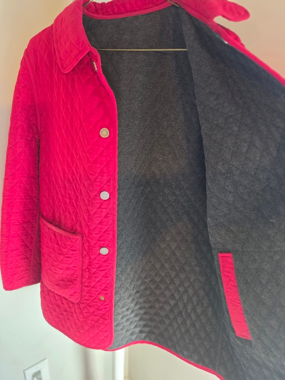 London Fog Quilted Red Button-Front Jacket S/M - Picture 6 of 8
